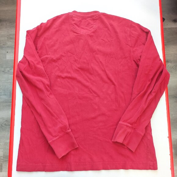 Eddie Bauer Legend Wash T-shirt men's size L burgundy long sleeve button up neck - Picture 3 of 11